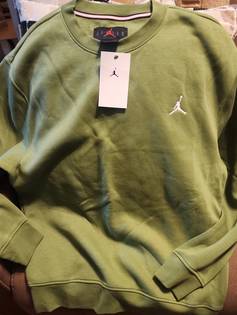Jordan Olive Green Crewneck Sweatshirt with White Jumpman...Men's Small